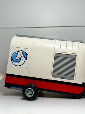 Lego White Red Horse Trailer with Blue Emblem